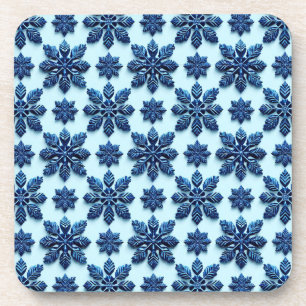 Blaues Schneeflocken-Musterhintergrund Getränkeuntersetzer