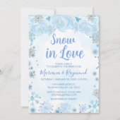 Blaues Schneeflocken Winterschnee in Liebe Paare D Einladung (Vorderseite)