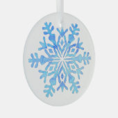 Blaues Schneeflockendesign auf einem Glasdekor Ornament Aus Glas (Vorderseite Rechts)