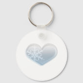 blaues Schneeflockenherz Schlüsselanhänger (Vorderseite)