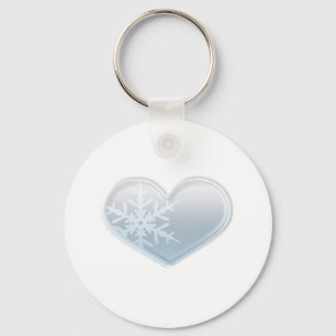 blaues Schneeflockenherz Schlüsselanhänger