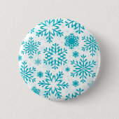 Blaues Schneeflockenmuster Button (Vorderseite)