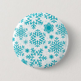 Blaues Schneeflockenmuster Button