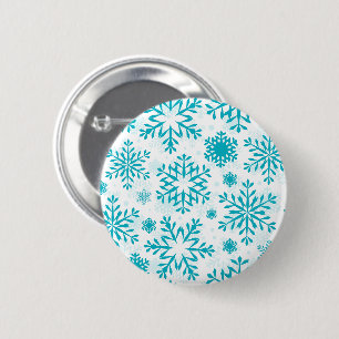 Blaues Schneeflockenmuster Button