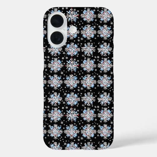 Blaues Schneeflockenmuster Case-Mate iPhone Hülle (Rückseite)
