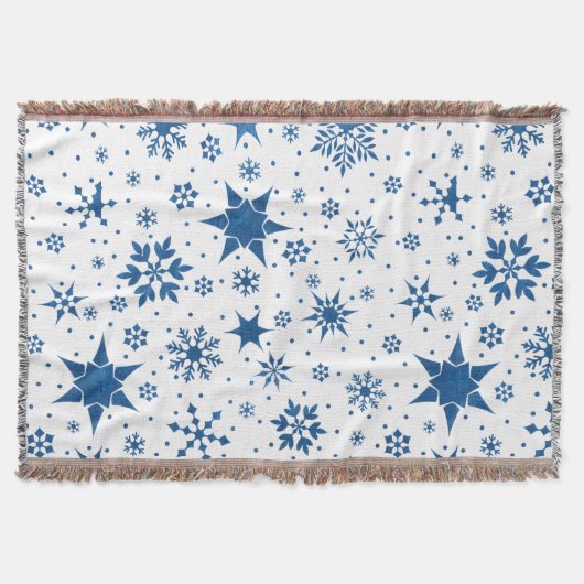 Blaues Schneeflockenmuster Decke (Vorderseite)