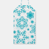 Blaues Schneeflockenmuster Geschenkanhänger (Rückseite)