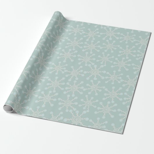 Blaues Schneeflockenmuster Geschenkpapier (Ungerollt)