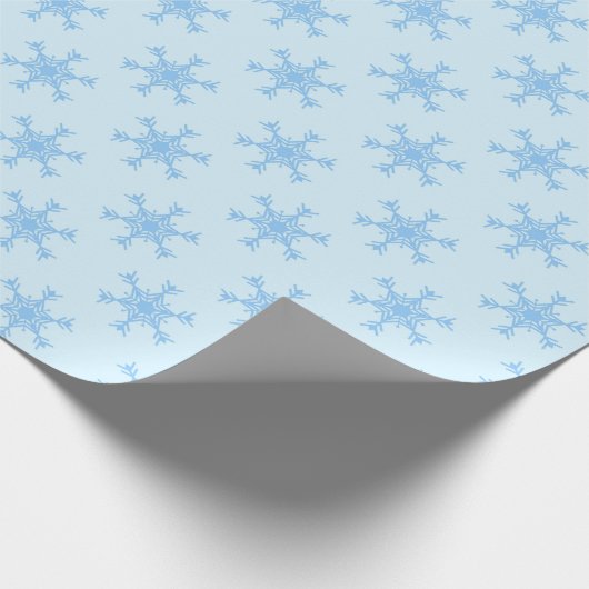 Blaues Schneeflockenmuster Geschenkpapier (Ecke)