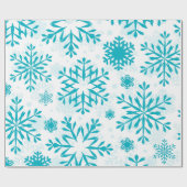 Blaues Schneeflockenmuster Geschenkpapier (Flach)