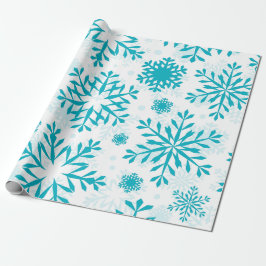 Blaues Schneeflockenmuster Geschenkpapier