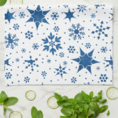 Blaues Schneeflockenmuster Geschirrtuch (Gefaltet)
