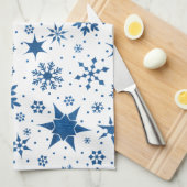 Blaues Schneeflockenmuster Geschirrtuch (Viertel Falte)