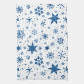 Blaues Schneeflockenmuster Geschirrtuch (Vertikal)