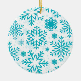 Blaues Schneeflockenmuster Keramik Ornament
