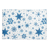 Blaues Schneeflockenmuster Kissenbezug (Rückseite)