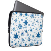 Blaues Schneeflockenmuster Laptopschutzhülle (Vorne Rechts)