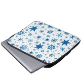 Blaues Schneeflockenmuster Laptopschutzhülle (Vorne Knopf)