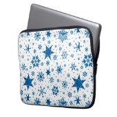 Blaues Schneeflockenmuster Laptopschutzhülle (Vorderseite Links)