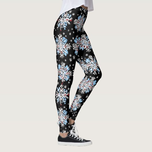 Blaues Schneeflockenmuster Leggings (Rechts)