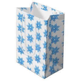 Blaues Schneeflockenmuster Mittlere Geschenktüte