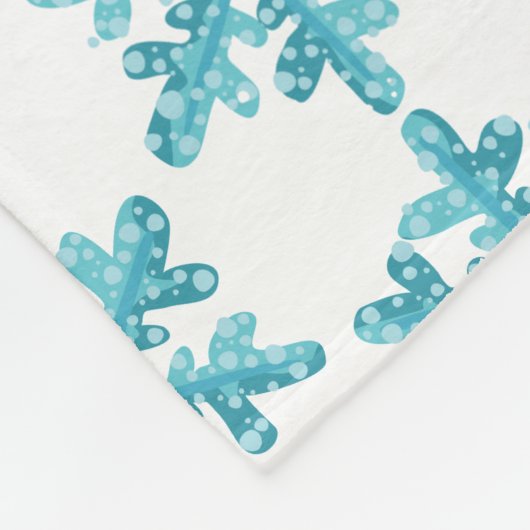 Blaues Schneeflockenmuster Moderner Winter Fleecedecke (Ecke)