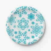Blaues Schneeflockenmuster Pappteller (Vorderseite)