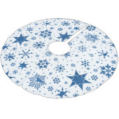 Blaues Schneeflockenmuster Polyester Weihnachtsbaumdecke (Schrägansicht)