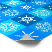 Blaues Schneeflockenmuster Poster (Ecke)