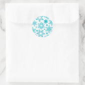 Blaues Schneeflockenmuster Runder Aufkleber (Tasche)