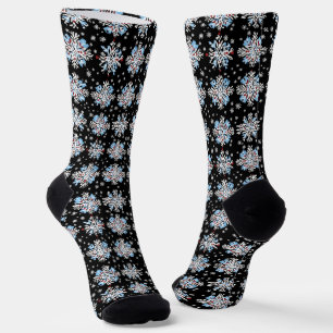 Blaues Schneeflockenmuster Socken