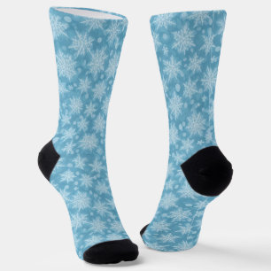 Blaues Schneeflockenmuster Socken