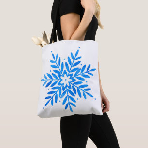 Blaues Schneeflockenmuster Tasche