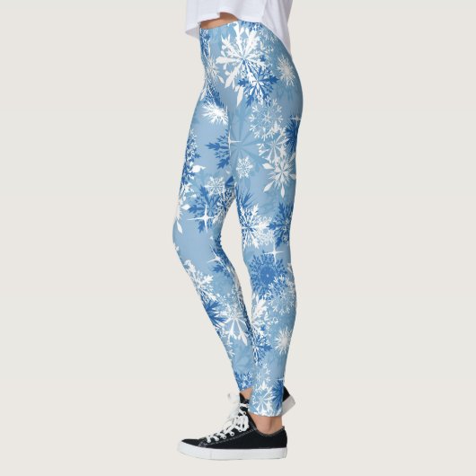 Blaues Schneeflockenmuster Weihnachten-Leggings Leggings (Links)