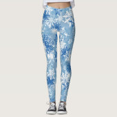 Blaues Schneeflockenmuster Weihnachten-Leggings Leggings (Vorderseite)