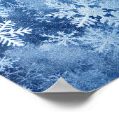 Blaues Schneeflockenmuster Winter gefroren Poster (Ecke)