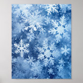Blaues Schneeflockenmuster Winter gefroren Poster (Vorne)