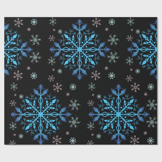 Blaues Schneeflockenpapier Geschenkpapier (Flach)