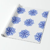 Blaues Schneeflockenpapier Geschenkpapier (Ungerollt)