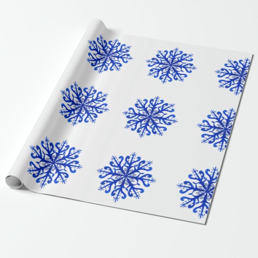 Blaues Schneeflockenpapier Geschenkpapier (Ungerollt)