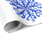 Blaues Schneeflockenpapier Geschenkpapier (Rolleneckpunkt)