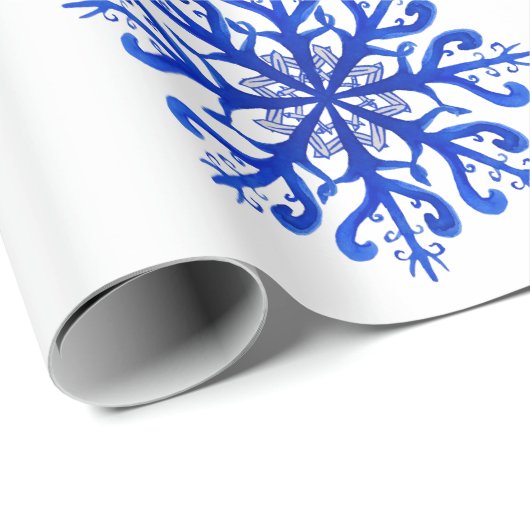 Blaues Schneeflockenpapier Geschenkpapier (Rolleneckpunkt)