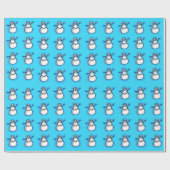 Blaues Schneemann Weihnachts Geschenkpapier (Flach)