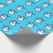 Blaues Schneemann Weihnachts Geschenkpapier (Ecke)