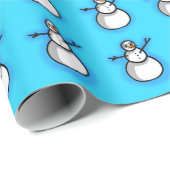 Blaues Schneemann Weihnachts Geschenkpapier (Rolleneckpunkt)