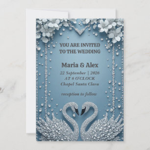 Blaues Schwan-Paar Hochzeitsdekor-Thema 💍 Einladung