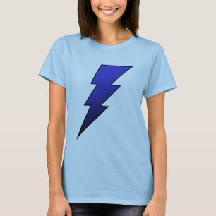 Blaues Schwarz-Blitz-Bolzen-Damen-T-Shirt T-Shirt