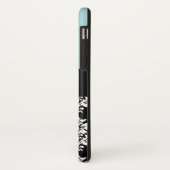 Blaues Schwarz-Damast-Handmit buchstaben Case-Mate iPhone Hülle (Hinten/Links)