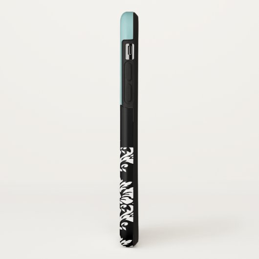 Blaues Schwarz-Damast-Handmit buchstaben Case-Mate iPhone Hülle (Hinten/Links)