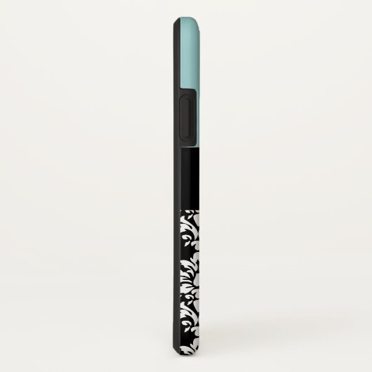 Blaues Schwarz-Damast-Handmit buchstaben Case-Mate iPhone Hülle (Hinten/Rechts)